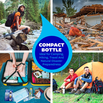 Potable Aqua emergency water purification kit shown for outdoor prep.