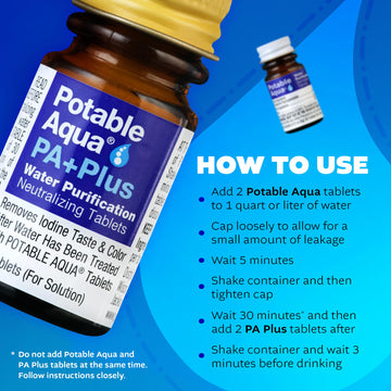 Hiking backpack with Potable Aqua gear during an outdoor trip.