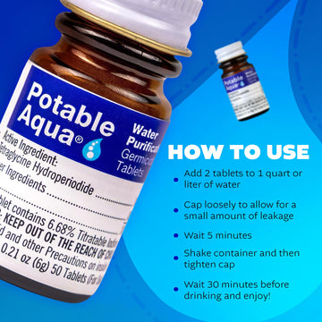 Potable Aqua travel pack compact design for on-the-go purification.