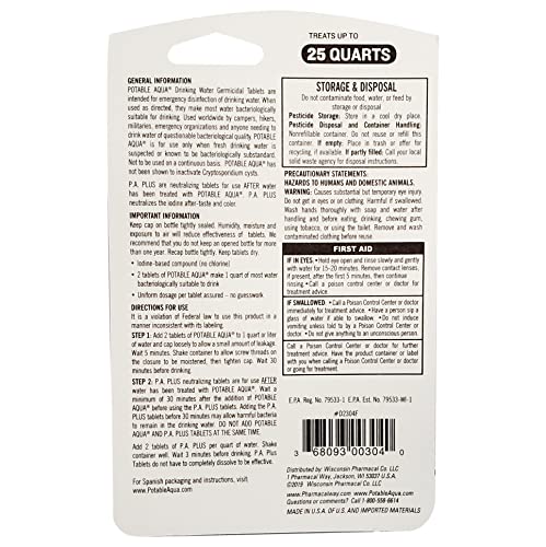 Close-up of Potable Aqua water purification tablets for quick treatment.