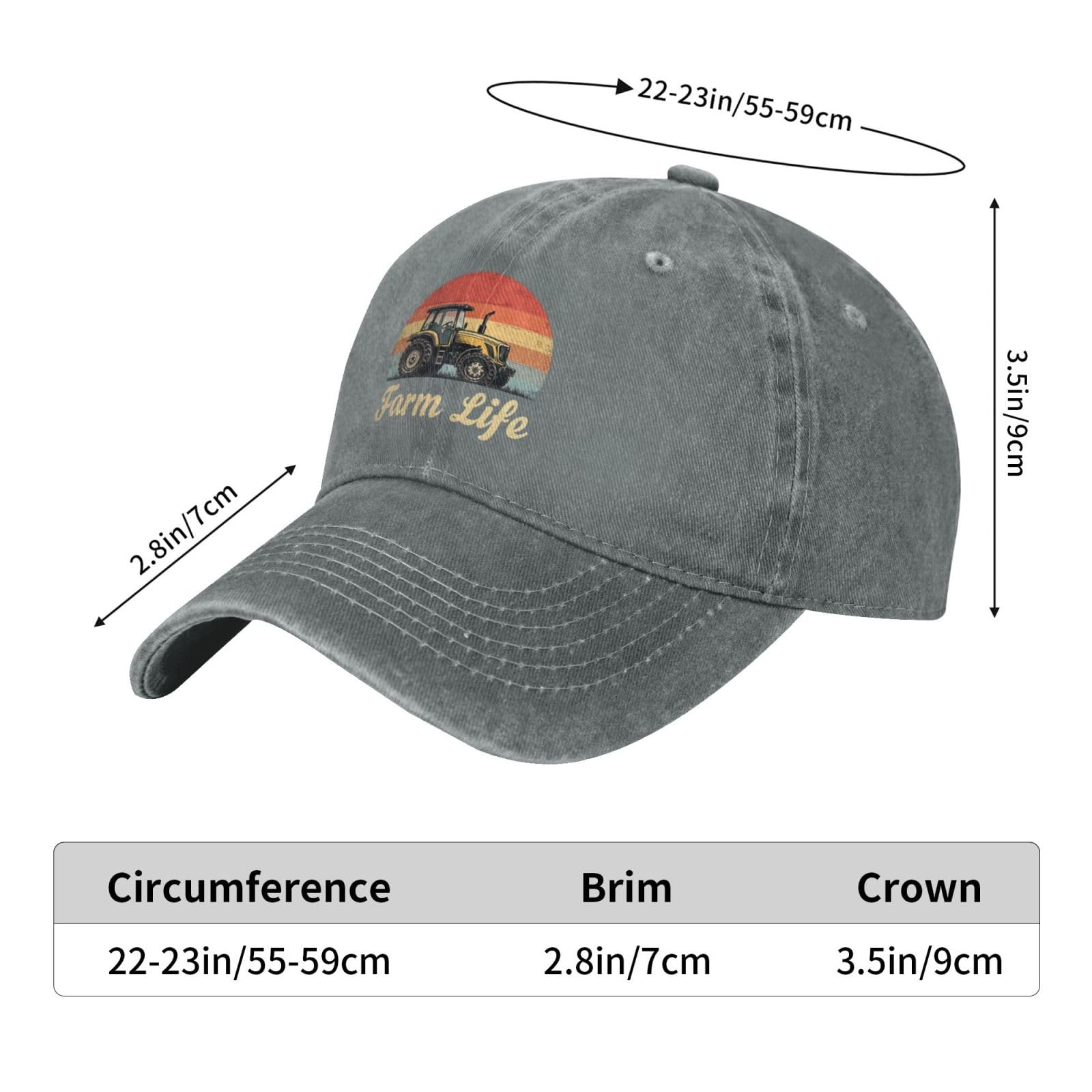 Povmekd Farm Life cap gray fabric texture highlighting soft washed polyester.