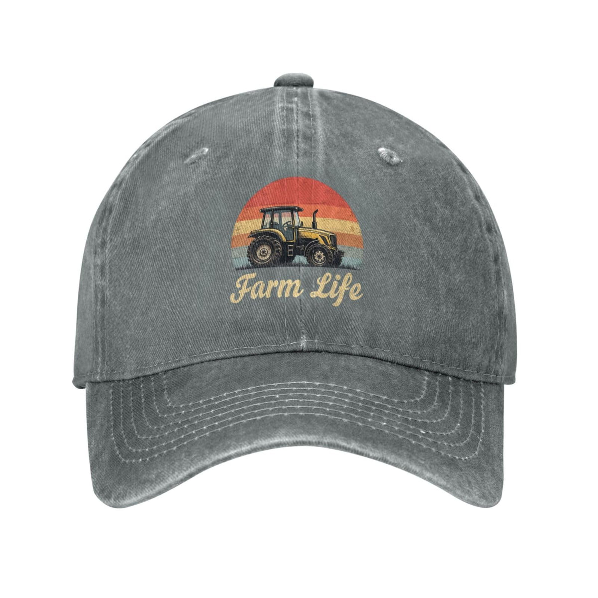 Povmekd Farm Life cap gray graphic front for daily outdoor wear.