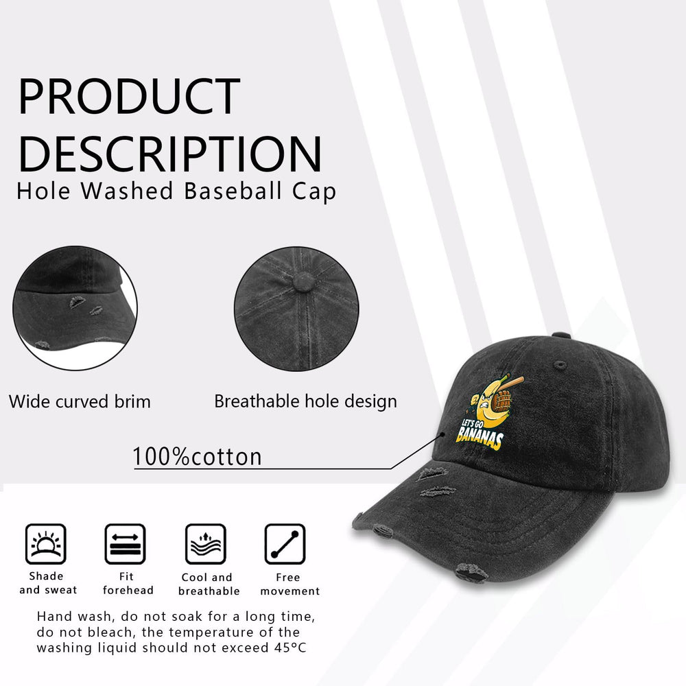 Povmekd Let's Go Bananas hat adjustable strap closeup for easy sizing