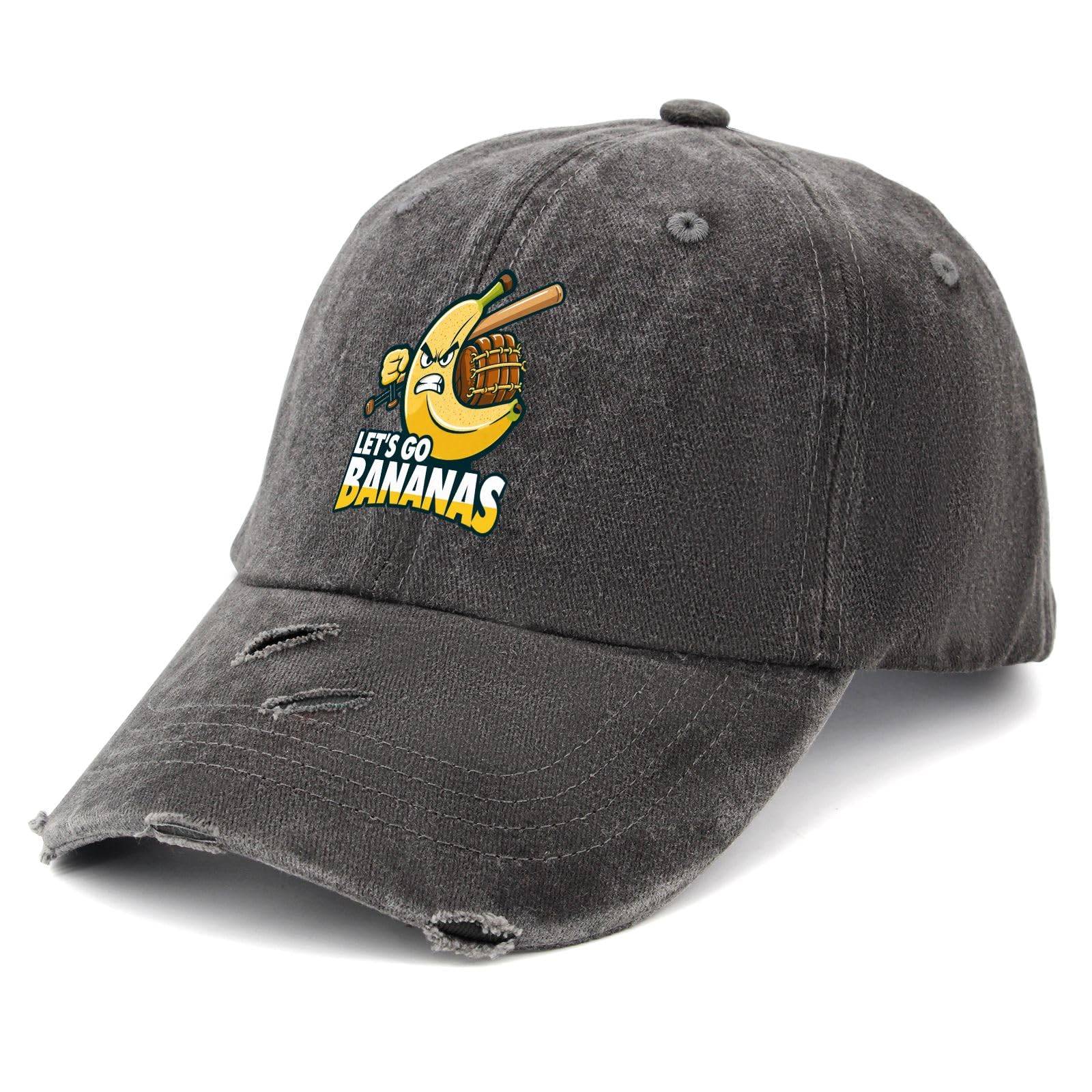 Povmekd Let's Go Bananas hat side view with adjustable strap for a secure, personalized fit