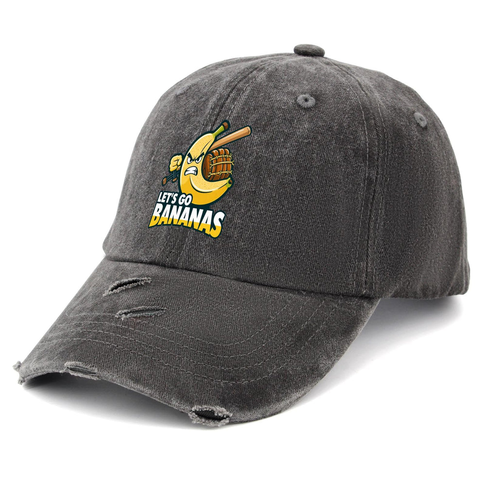 Povmekd Let's Go Bananas hat side view with adjustable strap for a secure, personalized fit