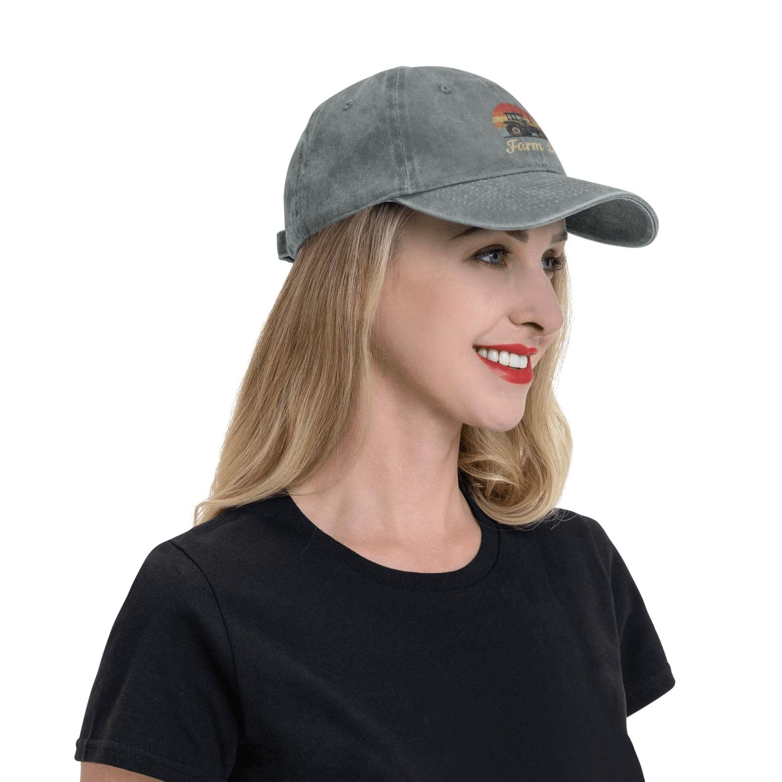 Povmekd women's baseball cap Farm Life gray in versatile style.