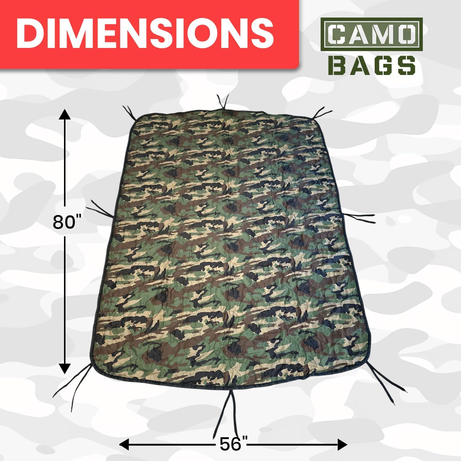 Powell Tool Bags camo woobie blanket; ideal for camping or hiking trips.