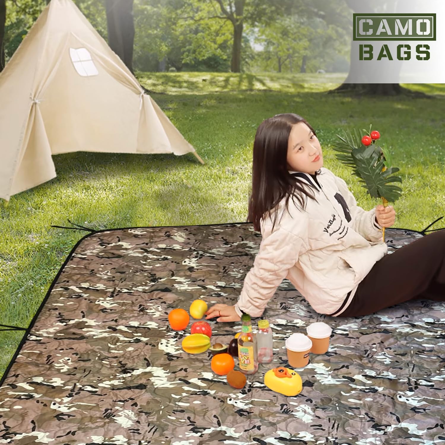 Powell Tool Bags camo woobie blanket hammock insulator uses rolled or wrapped as pillow.