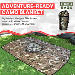 Powell Tool Bags camo woobie blanket reinforced tie cords enable fast setup and shelter options.