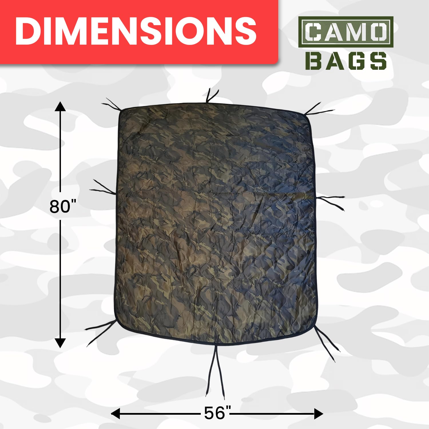 Powell Tool Bags camo woobie packs neatly for travel and hikes.