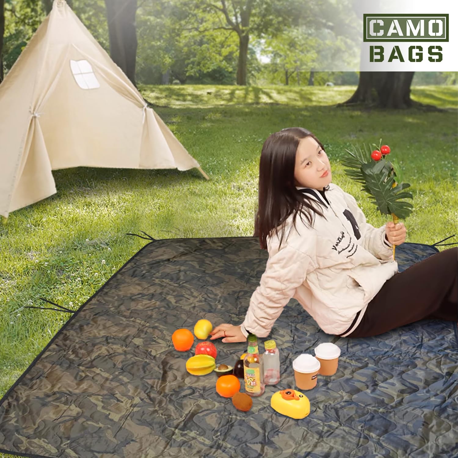 Powell Tool Bags camo woobie hammock-insulator use in camping.
