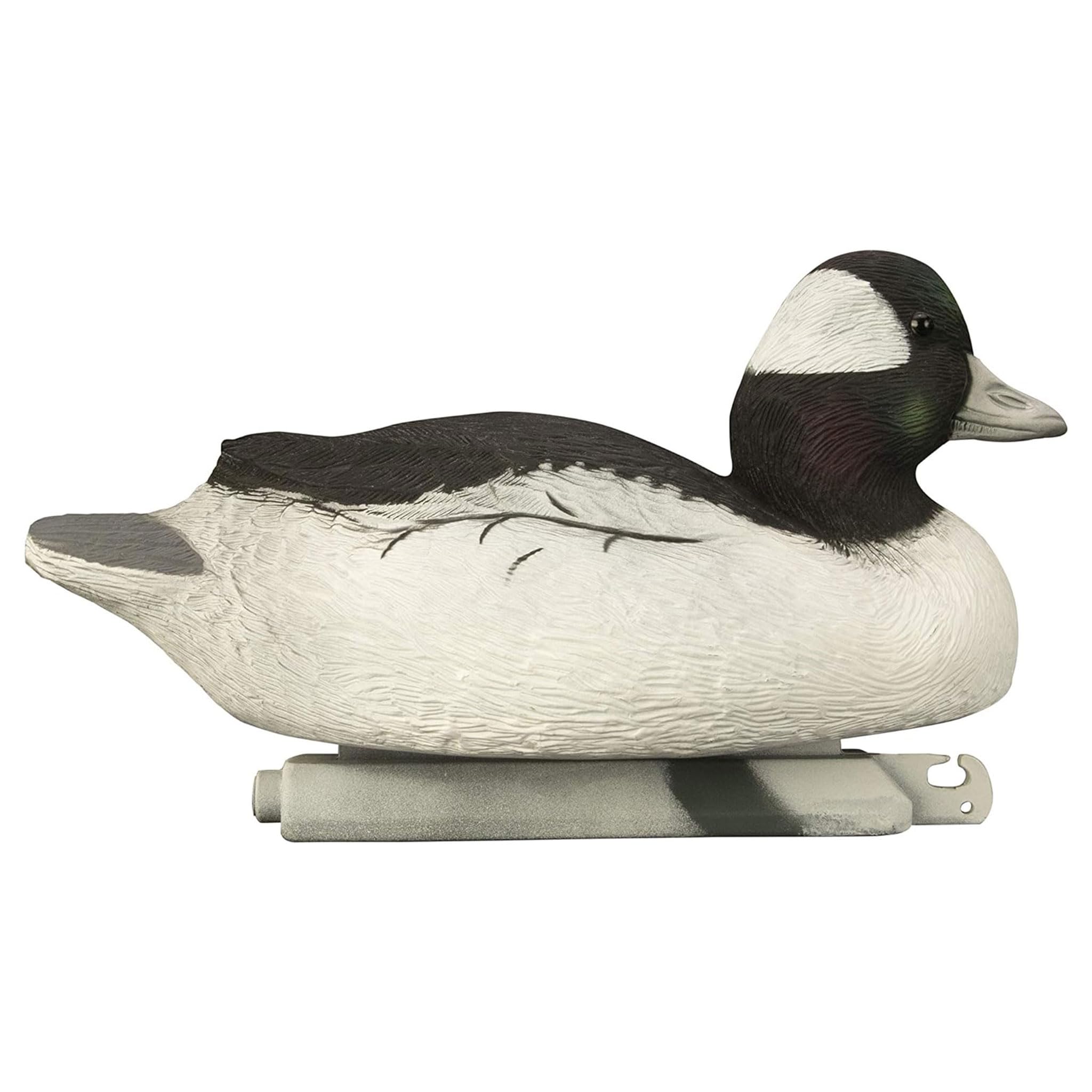 Power Calls Higdon Battleship Bufflehead decoy with high-contrast paint boosts visibility