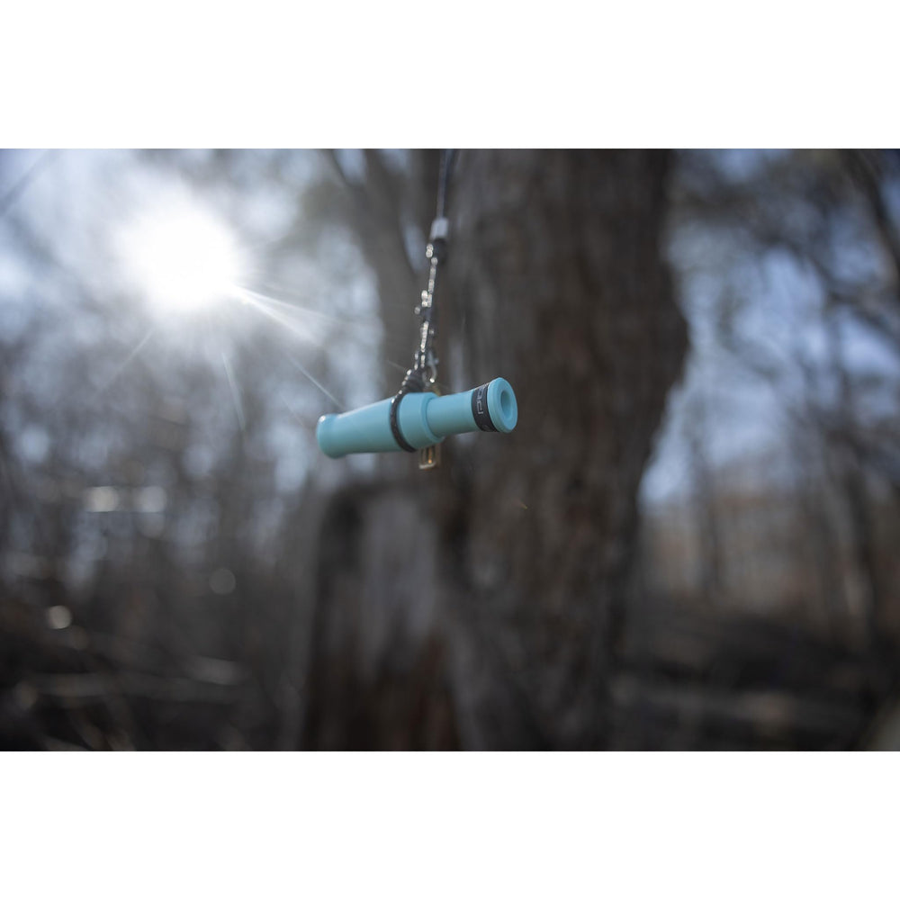 Power Calls Teal Call in-hand demonstrates ergonomic, user-friendly handling.