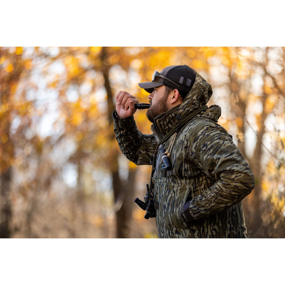 Power Calls waterfowl hunt setup showcases stealth black molded shell for field versatility.