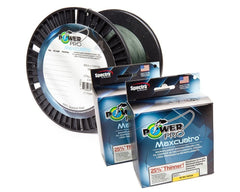 Power Pro MaxCuatro Spectra HT braided fishing line in green, strong and sensitive for long casts.