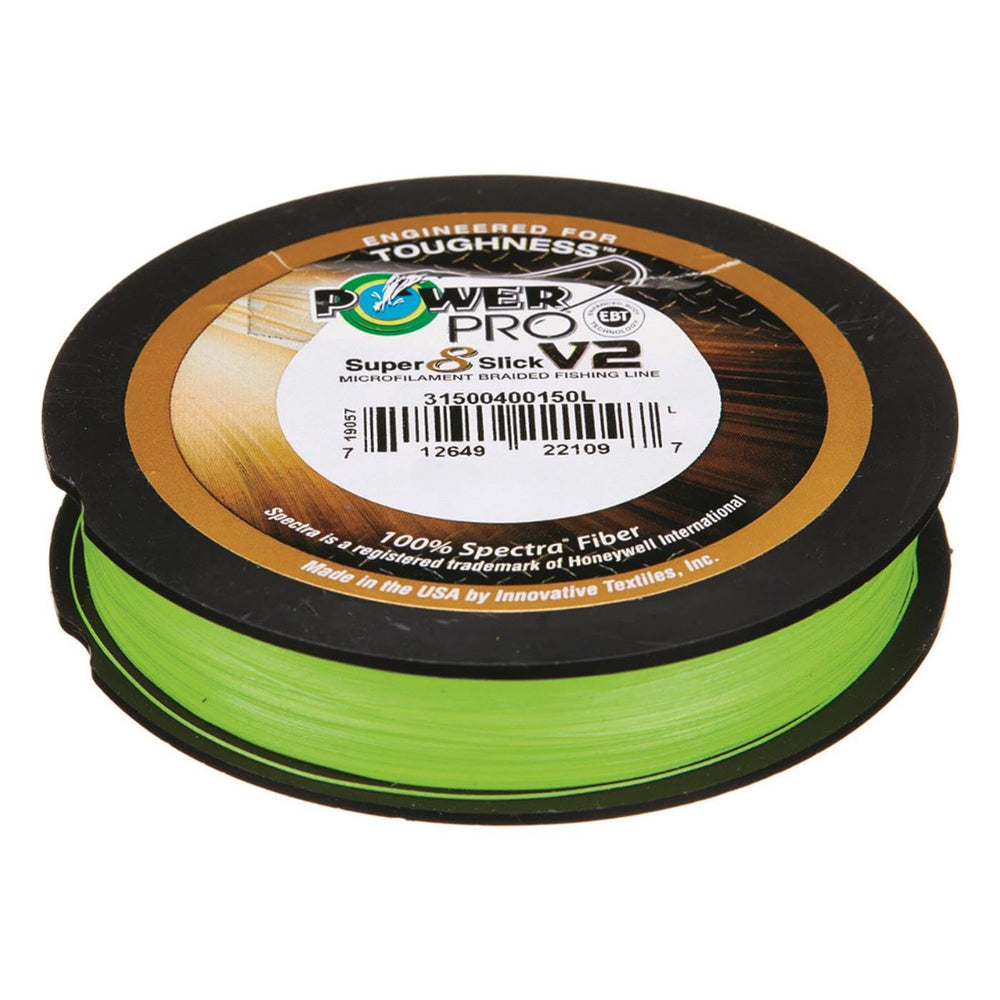 Power Pro Moon Shine Braid closeup highlights 15 lb strength and 300 yd length.