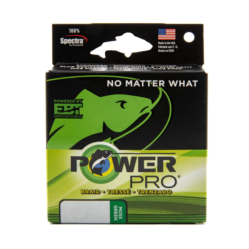 Power Pro Spectra Fiber Braided Line moss green closeup highlights smooth construction and abrasion resistance