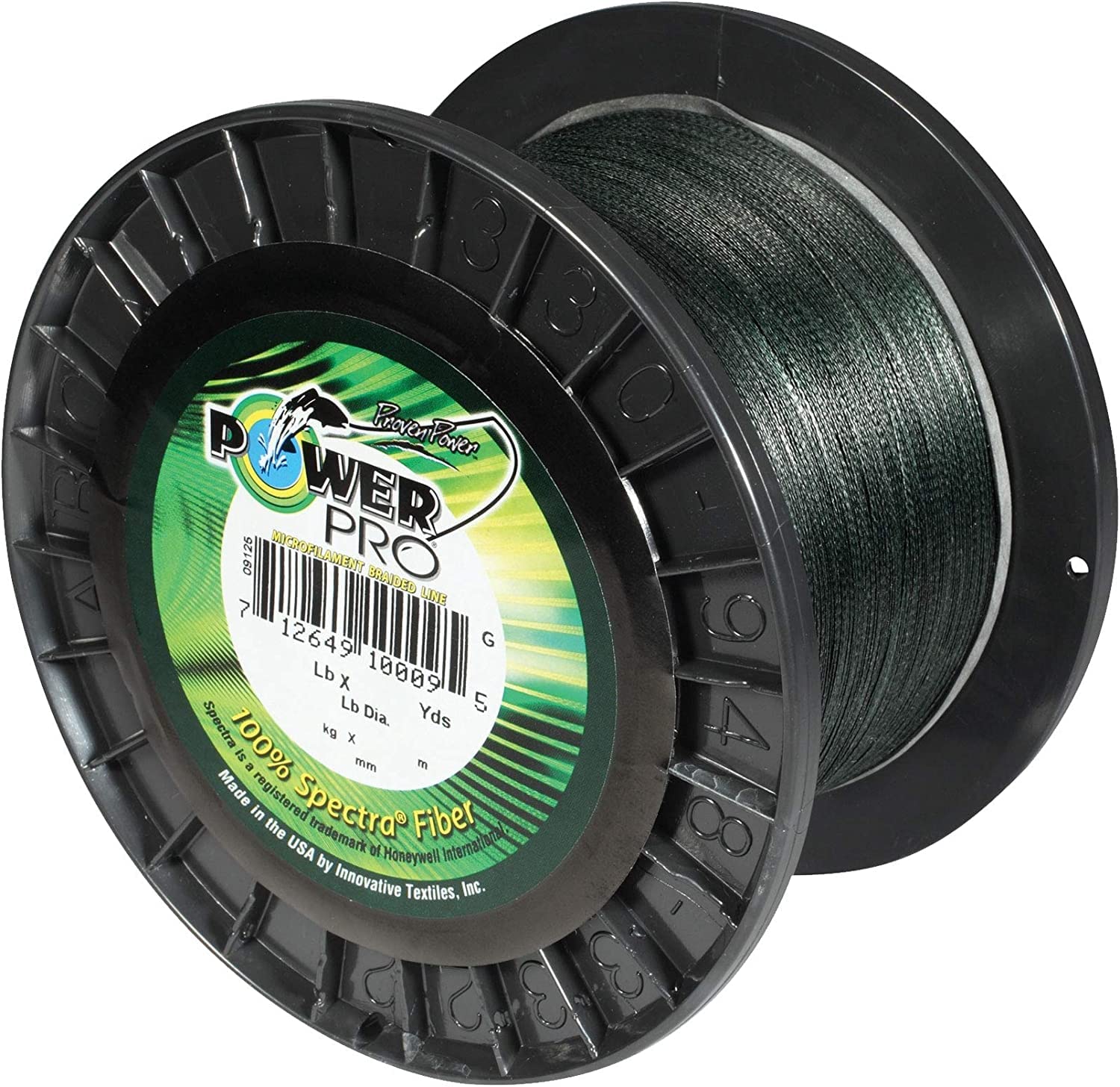 Power Pro Spectra green 500 yd spool, high-strength line for reliable fishing.