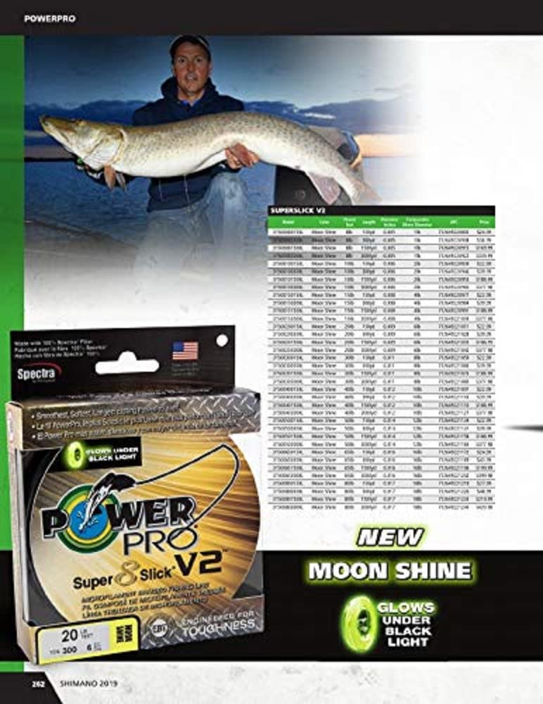POWER PRO SSV2 Moon Shine Braid close-up shows glow under black light for enhanced night visibility