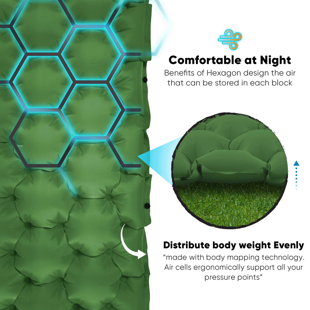 POWERLIX 3.55-inch thickness provides all-night cushioned comfort on any ground.