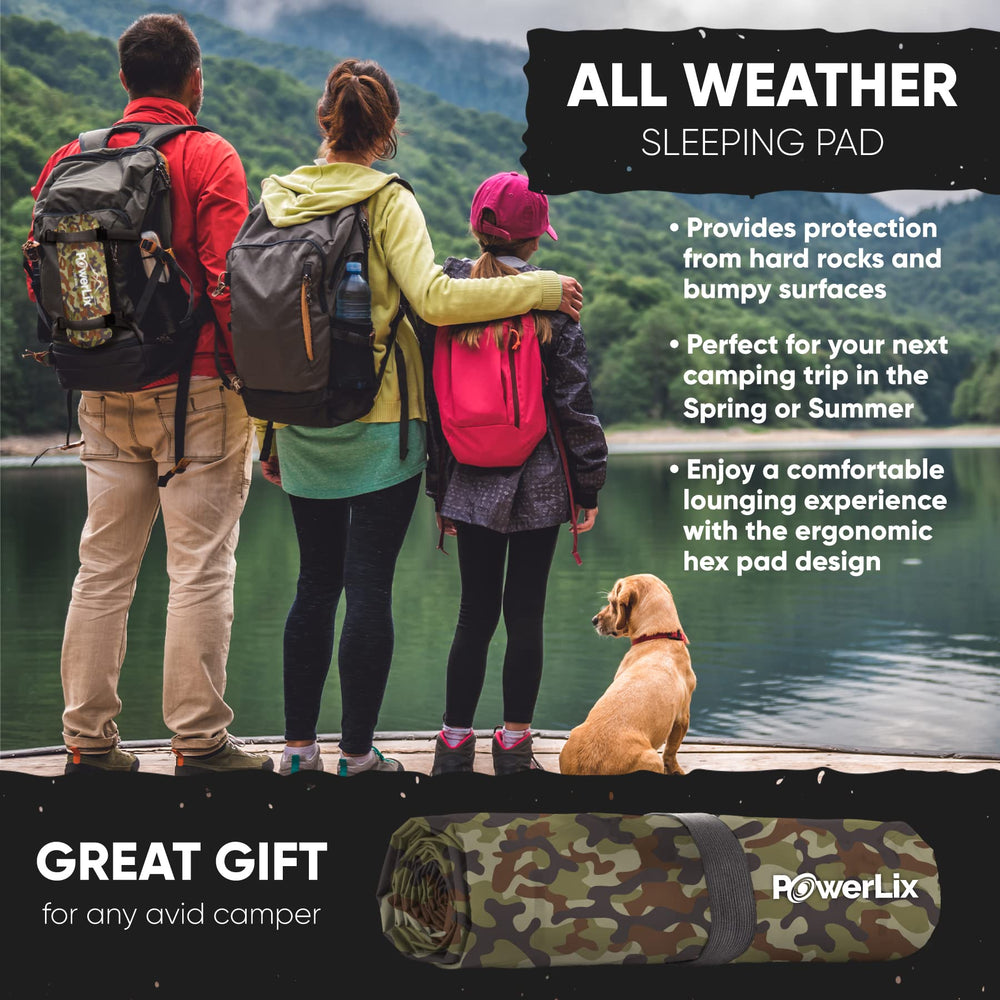 POWERLIX camping pad compact-roll illustrates easy packing size.