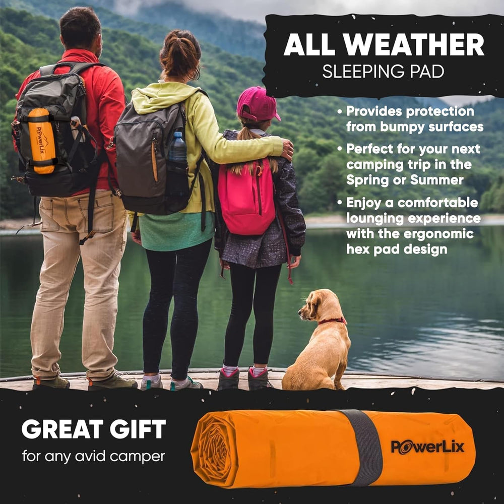 POWERLIX Sleeping Pad waterproof surface keeps you dry on damp ground.