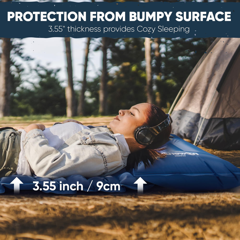 POWERLIX double sleeping pad uses durable ripstop fabric for rugged camping conditions.