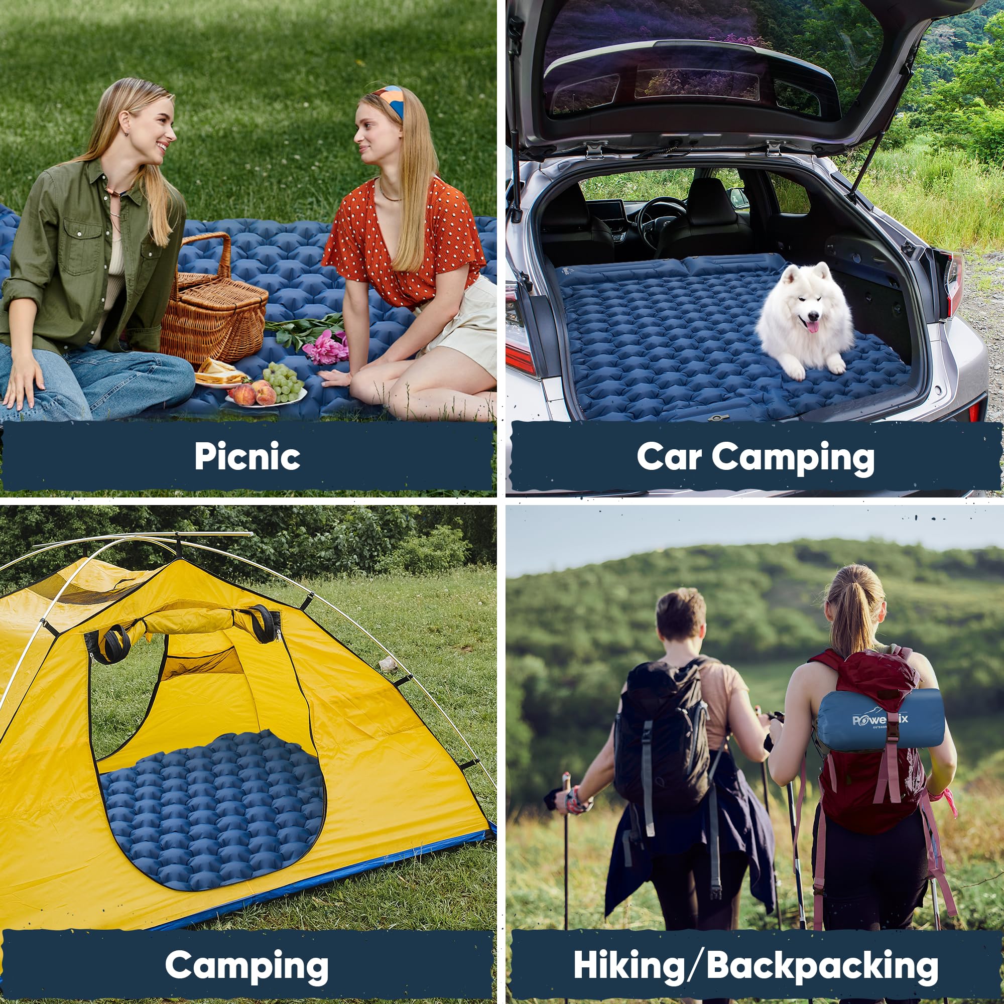 POWERLIX double sleeping pad folds compactly for backpacking and car camping.