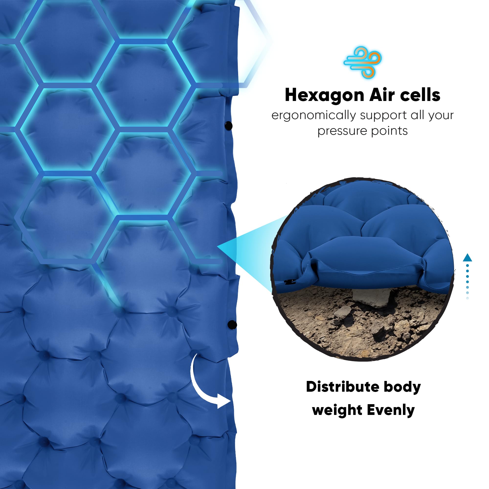 POWERLIX double sleeping pad accommodates two people, ideal for couples or family camping.
