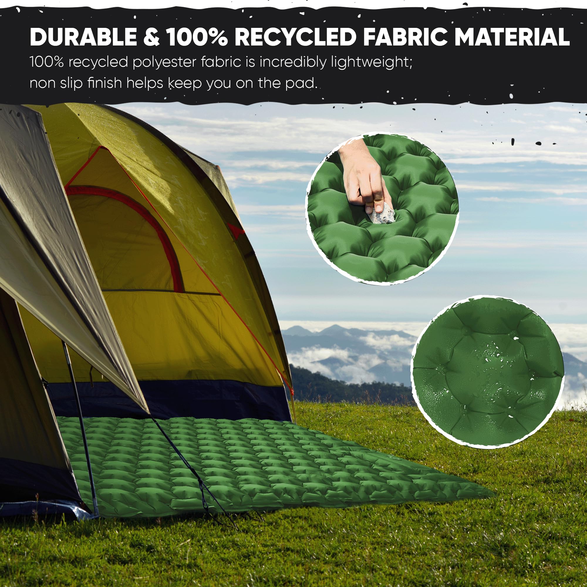 POWERLIX durable ripstop fabric resists tears on rugged campsites.