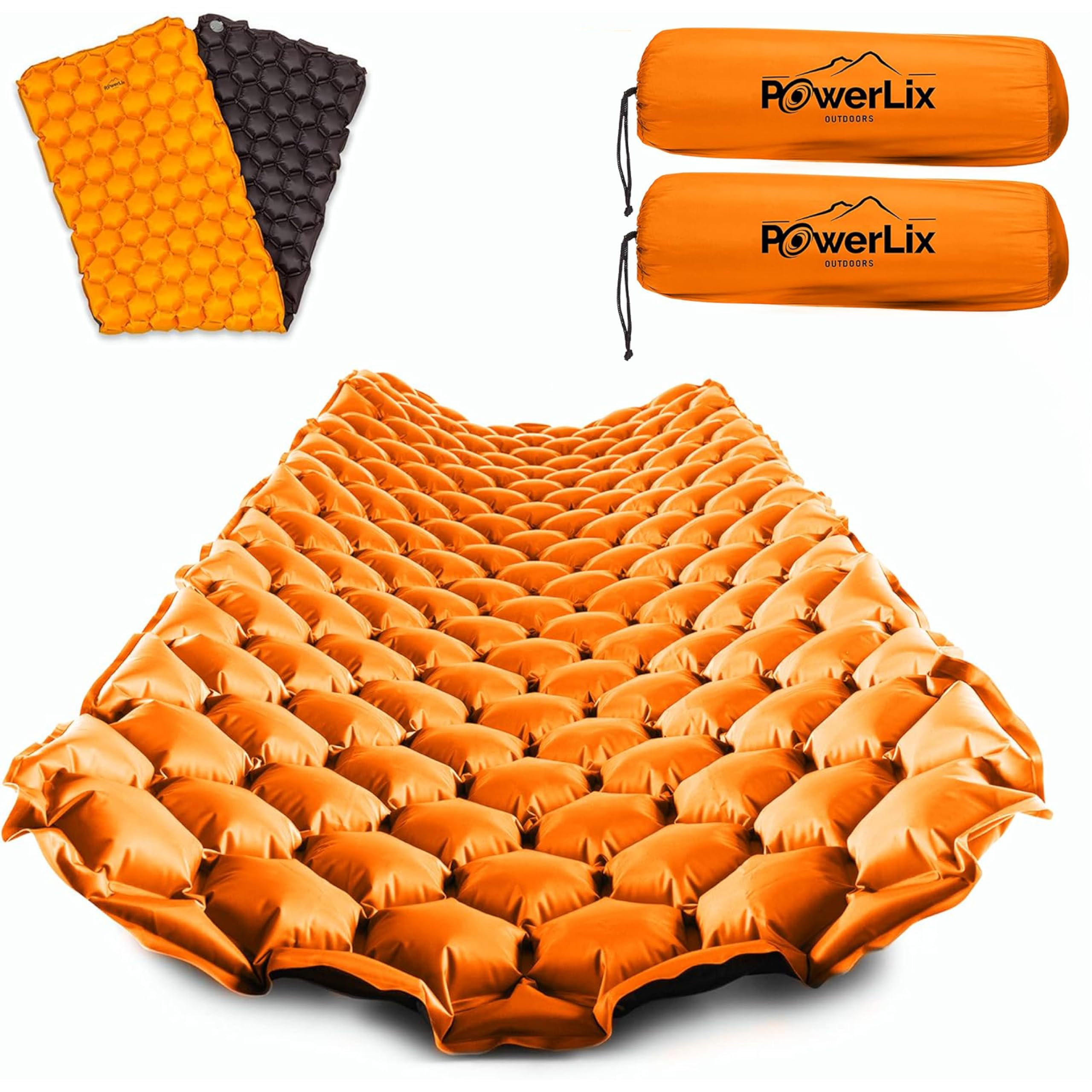 POWERLIX sleeping pad inflated on tent floor for all-night comfort