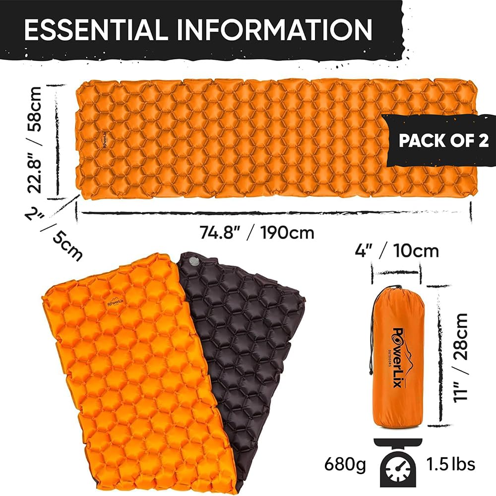 POWERLIX sleeping pad with pump bag included ready to inflate