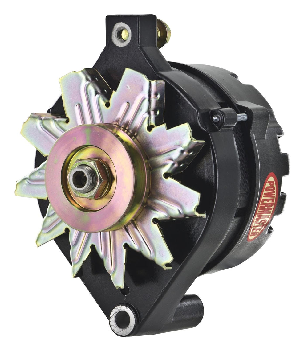 Powermaster Alt Ford 1G Black 75A 1V Pulley Ext Regulated: front view shows dependable starting power.