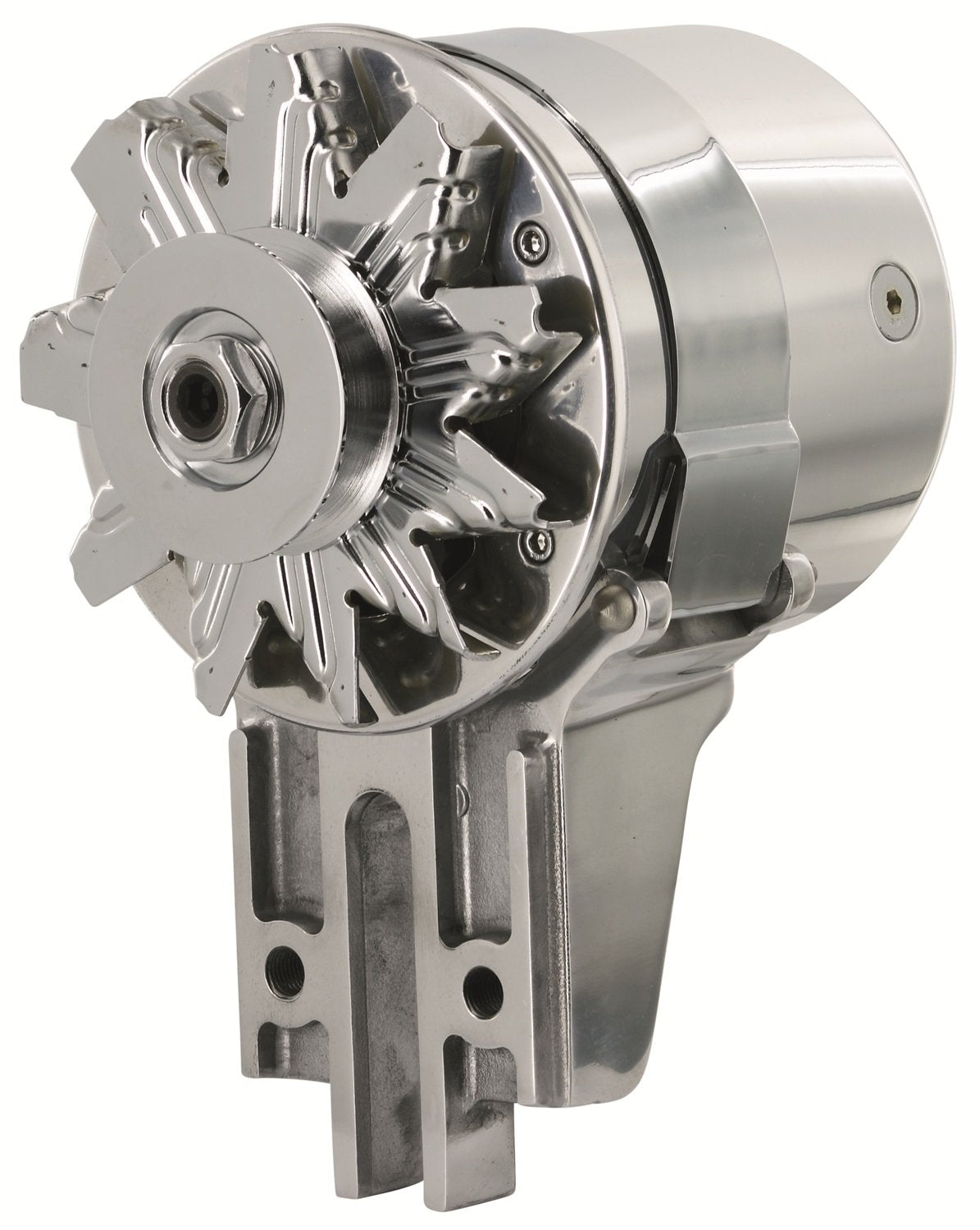 Powermaster PowerGEN Polish Shorty alternator with 5/8 in pulley for Ford 49-53, reliable charging for classics
