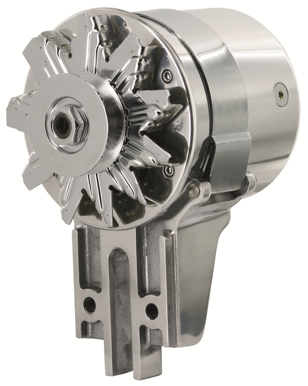 Powermaster PowerGEN Polish Shorty alternator with 5/8 in pulley for Ford 49-53, reliable charging for classics