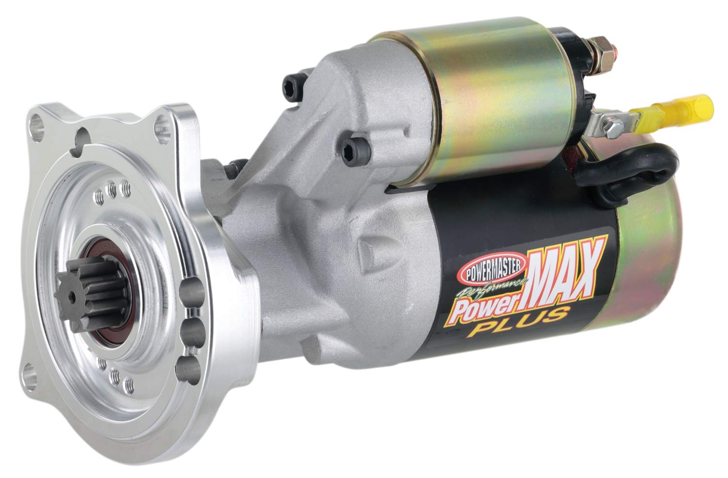Powermaster PowerMAX Plus starter for Ford FE with billet black 3 ear mount, improves reliability and fit.