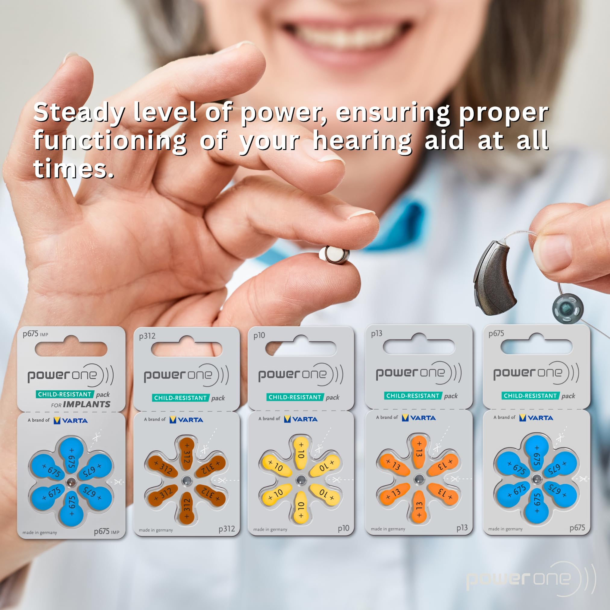 PowerOne Size 312 2-Pack in hand: ready-to-use power for daily wear.