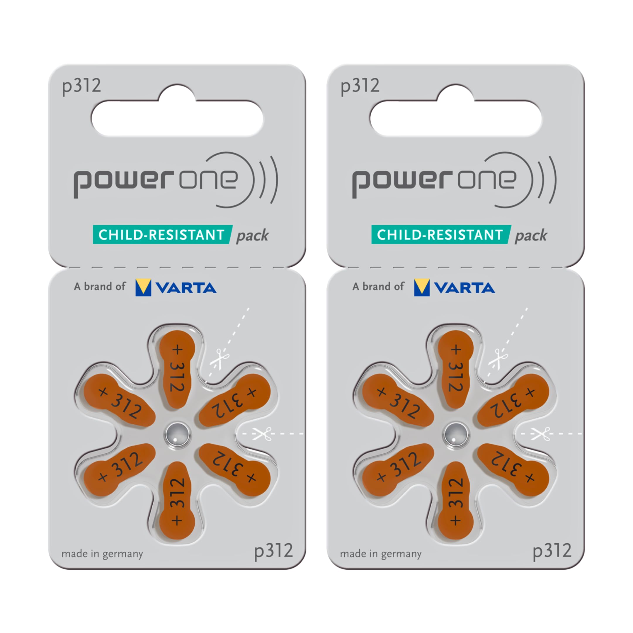 PowerOne Size 312 2-Pack unboxing: reliable power for daily hearing devices.