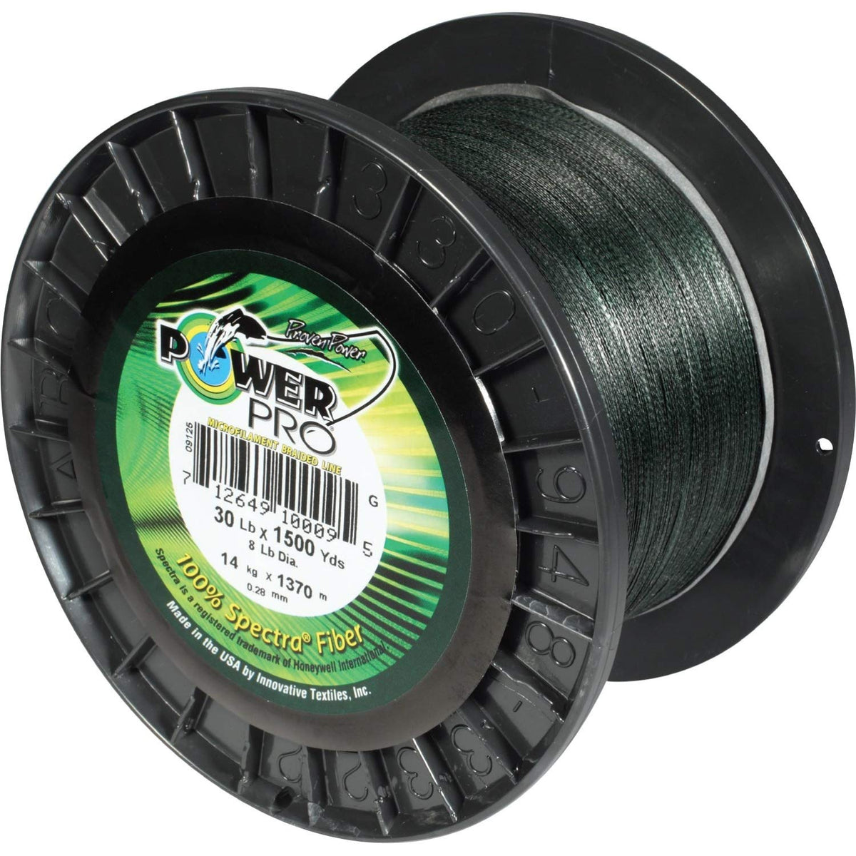PowerPro Spectra braided line in moss green, smooth and abrasion-resistant for reliable casting and sensitivity