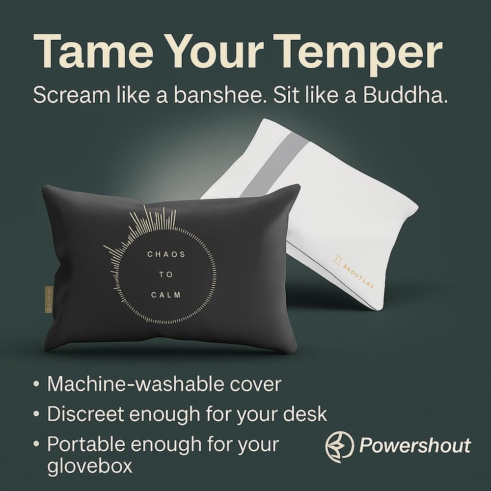 Powershout Shoutlet Pillow Mocha side view showing compact design