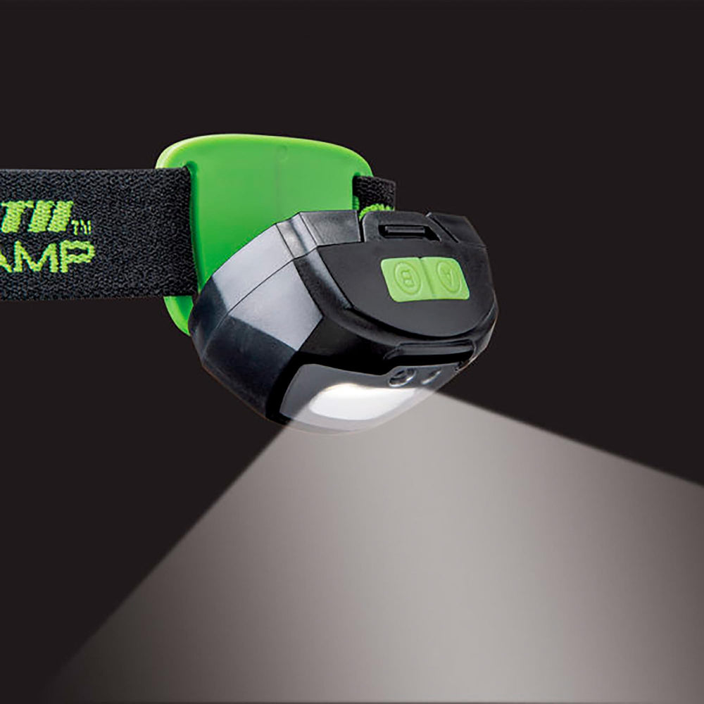 Powersmith PHL23FRGS headlamp with adjustable strap and tilt-able head for directed lighting