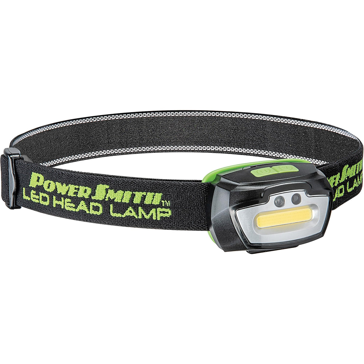 Powersmith PHL23FRGS headlamp front view showing 230-lumen white flood light for broad illumination