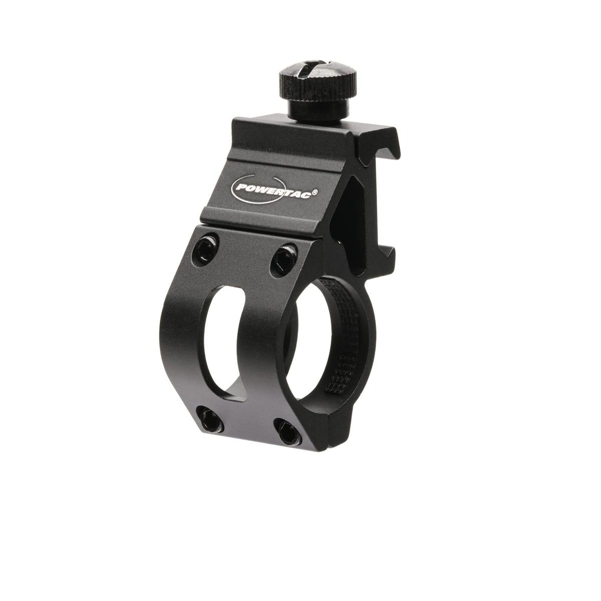PowerTac Slim Off Set Mount on a 20mm rail for quick, secure attachment.