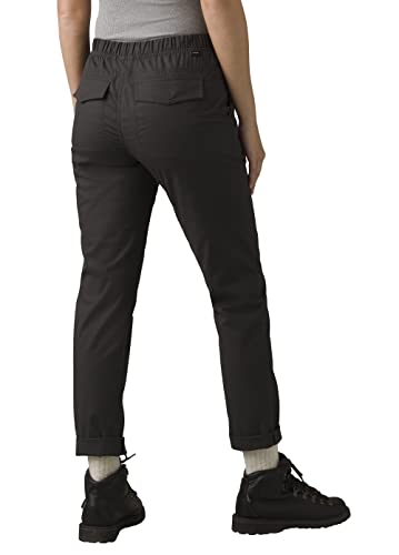prAna Double Peak Pant Charcoal elastic waistband demonstrated for flexible movement