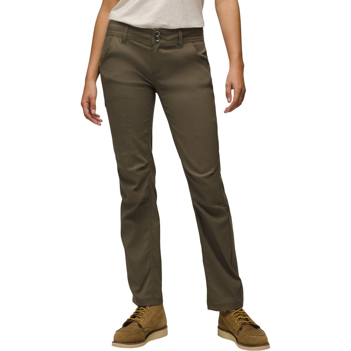 prAna Halle Straight Pant in slate green, front view, ideal for travel and daily comfort.