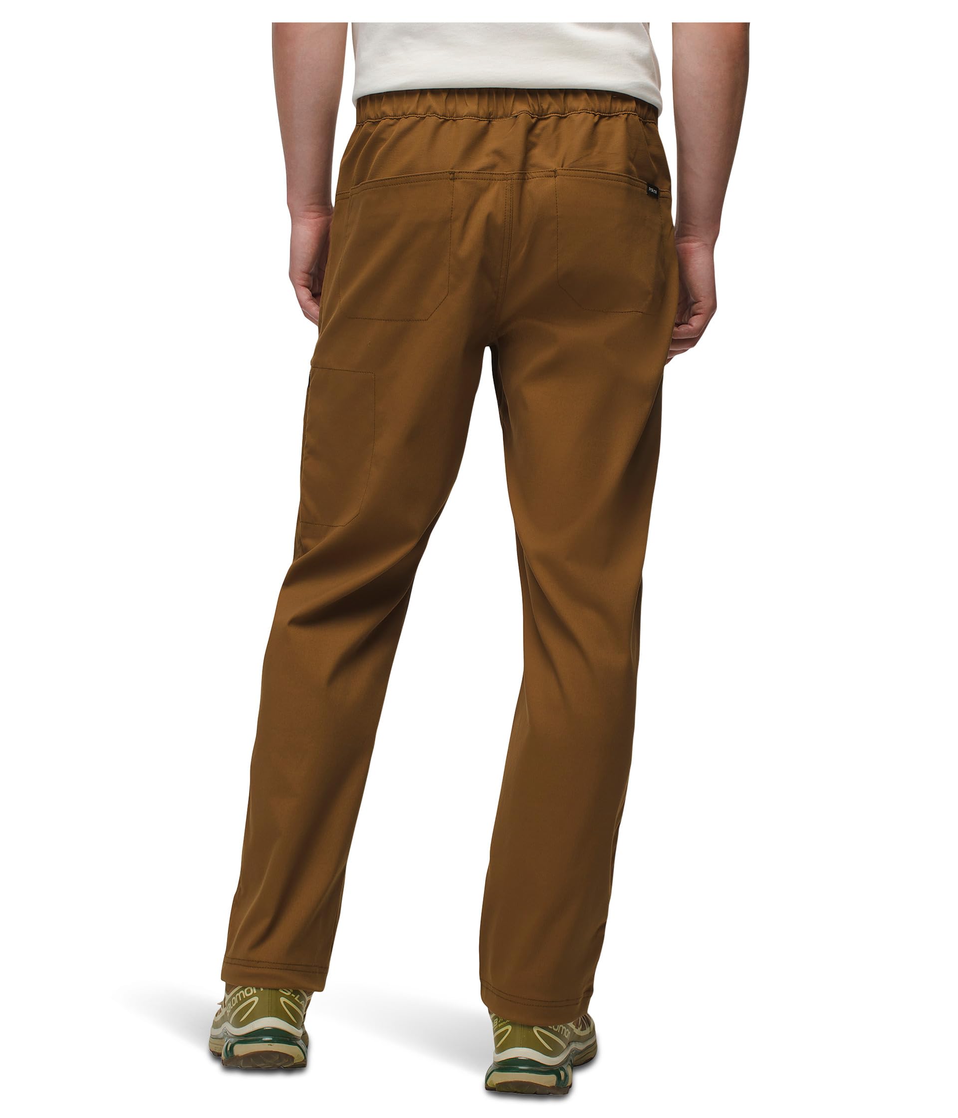 Prana mens Stretch Zion Top-Out Pants Sepia waistband detail showing adjustable webbing and tension lock.