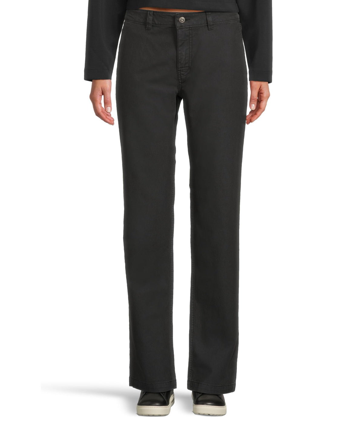 Prana Rock Ridge Chino front view in black showing versatile straight-leg silhouette