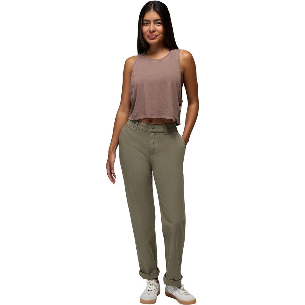prAna Rock Ridge Chino Pants Thyme on model, all-day comfort and practical pockets