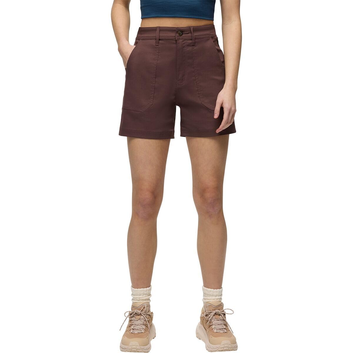 Prana Zion cargo short front view in mocha offers versatile everyday wear.