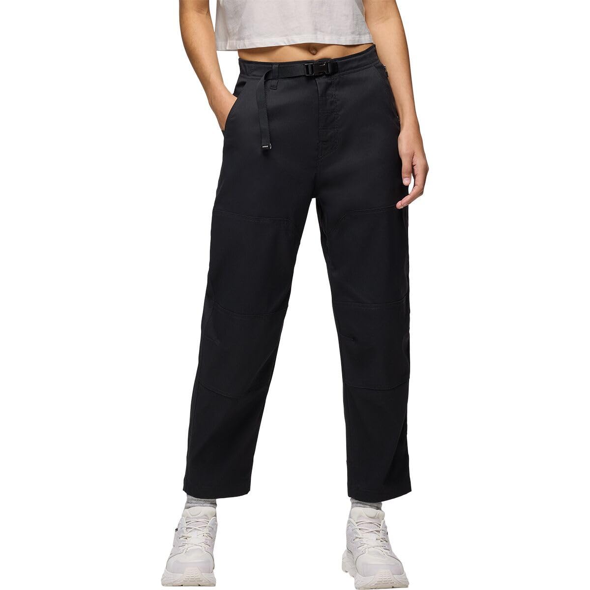 prana Stretch Zion Cinch Pants black fabric close-up showing durable stretch for movement